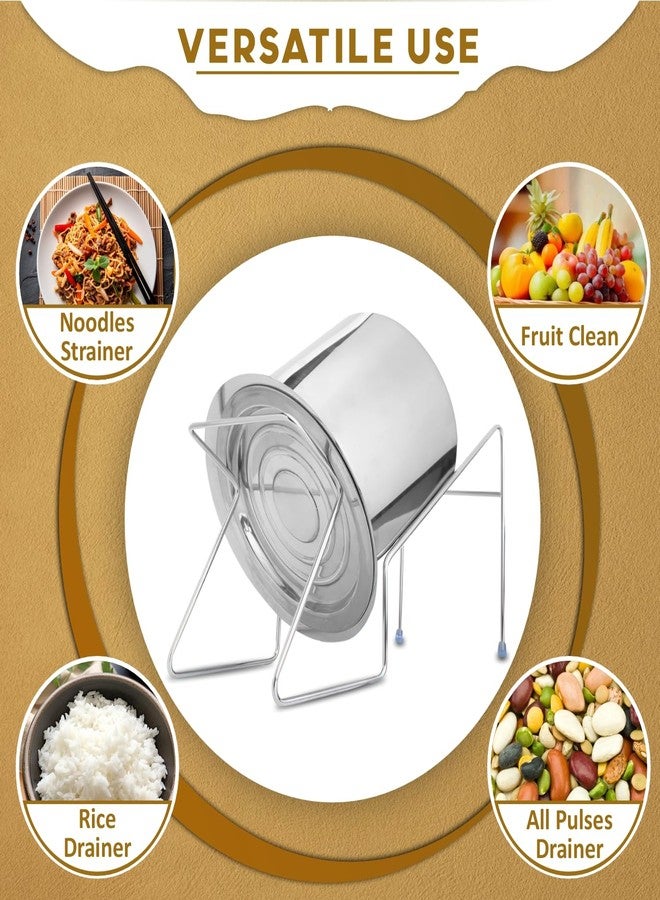 JD FRESH 5 Liter Stainless Steel Rice Pot Drainer Stand/Tabletop Cooked Rice Filter Vessel/Anti-Rust and Heavy Duty Sink Strainer/Hands-Free Kitchen Strainer for Rice/Noodles/Beans/Vegetables (1 PC) - Image 4